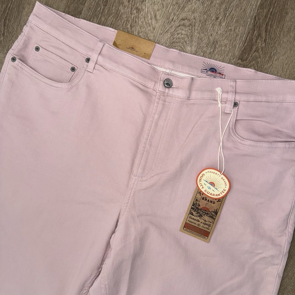 NWT Faherty Stretch Terry 5 Pocket Pants Men's 42x34 Spring Quartz Pink Tailored - Picture 3 of 6